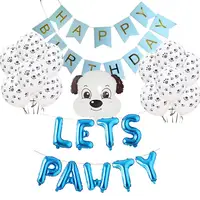 犬のパーティー用品犬の誕生日パーティーの装飾はポーティ足バルーンバナーペット帽子お誕生日おめでとうバナーフォイルバルーンを許可します