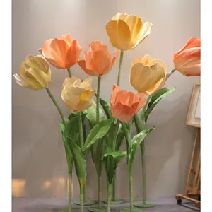 Hoa Khổng Lồ Hoa Tulip Không Thấm Nước Chất Liệu EVA Hoa Nhân Tạo Thanh Lịch Cho Cửa Sổ Trang Trí Sự Kiện Đám Cưới