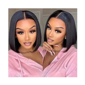 Wholesale Peruvian 100% Virgin Raw Human Hair Hd Full Short Lace Bob Wigs Vendor, Glueless Remy Lace Front Wigs For Black Women