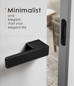 Italian Silent Ecological Door Lock Handle Magnetic Mute Bedroom Door Handle Lock Set Zinc Alloy Black Wooden Door Handle Lock