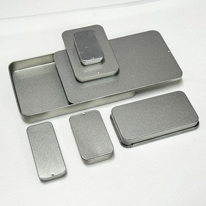 กล่องเหล็กสี่เหลี่ยมแบบเลื่อนฝา สำหรับใส่ขนม ยา เม็ดยา เหรียญ สบู่ - Product Image 1