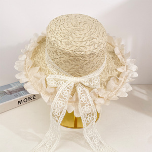 Chapeau haut de forme en fourrure style bohème chic avec large bord, fleur et nœud papillon pour l'été, la plage, le jardin, les pique-niques et les activités de plein air - Product Image 5