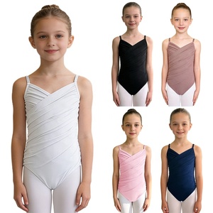 Maillot de Ballet para Niñas, Tipo Camisola, con Tirantes Finos, Diseño Cruzado y Fruncido, para Práctica de Danza, Hecho a Medida - Product Image 1