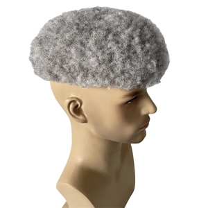 4mm Afro Kinky Curl Court Blanc Gris Topper 1b80 Indien Remy Cheveux Toupet pour Hommes Gris Cheveux Full Lace <span class=keywords><strong>Perruque</strong></span> - Product Image 4