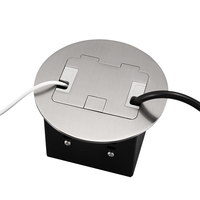 Stopkontak Listrik Standar Eropa EU Baru Warna Hitam Bundar Terpasang dengan Antarmuka USB Kotak Stopkontak Baja Tahan Karat