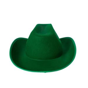Sombreros de Vaquero Unisex de Alta Calidad para Adultos, Color Verde, 100% Fieltro de Poliéster, Estilo Europeo Americano, para las Cuatro Estaciones - Product Image 4