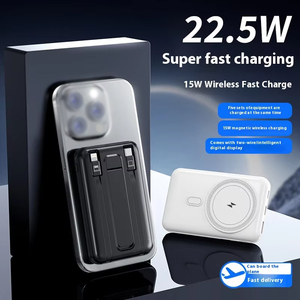 Mini banco de energía magnético inalámbrico de 10000mAh de carga súper rápida de fábrica, cargador portátil, Cable de carga incorporado - Product Image 4