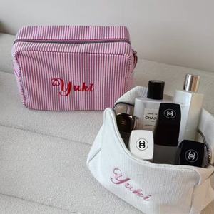 Striped makeup <b>bag</b> striped canvas jacquard <b>Toiletry</b> <b>Bag</b> embroidered logo Zipper <b>Bag</b> high quality For <b>Women</b> - Product Image 6