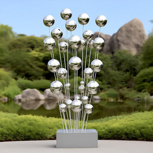 Palos de planta de Metal de tamaño personalizado bolas mirando espejo bola de acero de Metal adorno de jardín bola decorativa con palo - Product Image 2