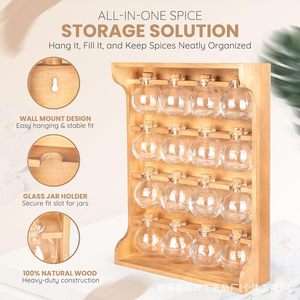 Wooden <b>Wall</b> <b>Mount</b> Spice Rack 4 Layers Natural Wood Color Durable Kitchen Storage <b>Shelf</b> - Product Image 5