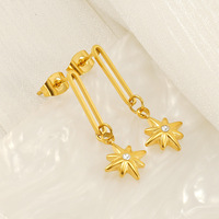 Boucles d'oreilles pendantes étoile éclatante en acier inoxydable 304 plaqué or 18 carats sous vide, 29 mm, bijoux modernes en forme d'étoile céleste pour femmes, cadeaux
