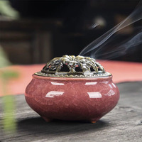 Décoration d'encens de luxe, brûleur d'encens en bois de santal en céramique à main cadeau/