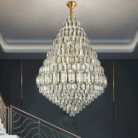 Lustres en cristal de luxe modernes, grandes suspensions pour plafonds hauts, hauteur réglable pour villas, escaliers, hôtels