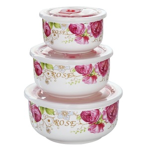 Ensemble <span class=keywords><strong>de</strong></span> bols en céramique bon marché <span class=keywords><strong>avec</strong></span> <span class=keywords><strong>couvercle</strong></span>, blanc <span class=keywords><strong>avec</strong></span> <span class=keywords><strong>couvercle</strong></span> en <span class=keywords><strong>plastique</strong></span>, vente en gros - Product Image 1