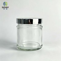Pot en verre à col fileté de 8,2*7,2 cm, 200 ml, récipient transparent multi-usages pour la maison et la vente en gros commerciale