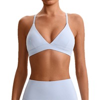 Soutien-gorge de yoga pour femme à maintien élevé, bretelles croisées, séchage rapide, avec logo frontal, coussinets amovibles, col en V, pour adultes
