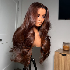 Wig rambut manusia warna coklat 13X4 HD/transparan renda Frontal Wig tanpa lem gelombang tubuh renda Wig depan untuk wanita - Product Image 1