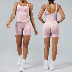 <span class=keywords><strong>Conjunto</strong></span> de Yoga de 4 Piezas con Logotipo Personalizado, Top de Yoga de Secado Rápido, Leggings con Espalda Cruzada, <span class=keywords><strong>Conjunto</strong></span> Deportivo Transpirable para <span class=keywords><strong>Mujer</strong></span> - Product Image 2