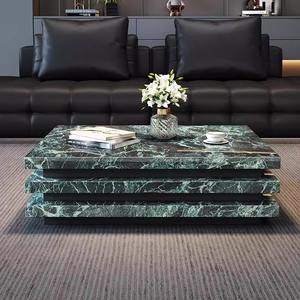 Juego de Mesa de Centro de Diseño Italiano de Lujo, Alta Calidad, Moderno, con Tapa de Mármol Rectangular y Estructura de Acero, Muebles Contemporáneos para Sala de Estar - Product Image 3