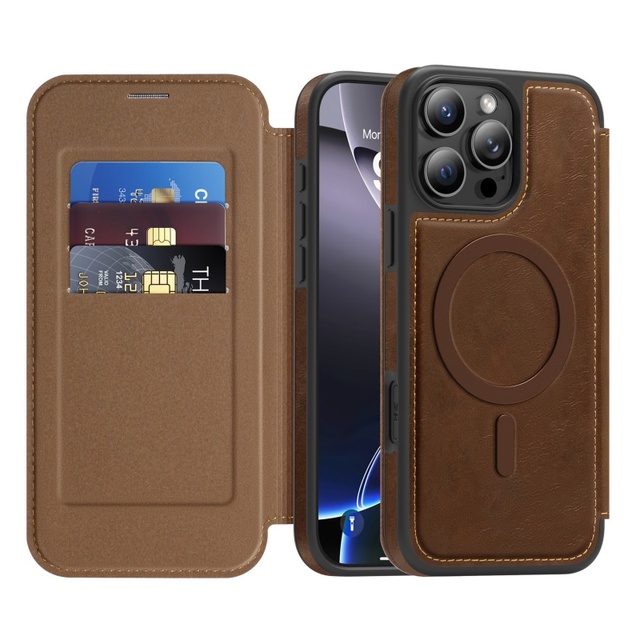 Business PU Leather Wallet Magnetic Phone Case for iPhone 12 13 14 15 16 Pro Max 16 Plus With Flip Card Holder Shockproof Cover