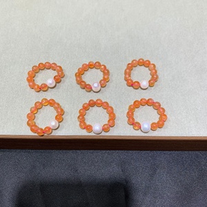 Natural Ice Red Southern Red Round <strong>Agate</strong> <strong>Bead</strong> Women's Ring Jewelry From Shanwei - Product Image 1