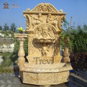 Garden Hotel Indoor Ornament Supplies Water Fall 3d Sculpture Marble Waterfall Fountain With Cherub