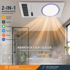 Ventilateur <span class=keywords><strong>de</strong></span> <span class=keywords><strong>salle</strong></span> <span class=keywords><strong>de</strong></span> <span class=keywords><strong>bain</strong></span> LED avec <span class=keywords><strong>chauffage</strong></span> et purification <span class=keywords><strong>de</strong></span> l'air, montage au plafond moderne, protection contre la surchauffe - Product Image 2