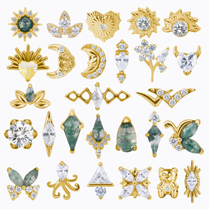GZN ASTM F136 Titane à filetage interne, clous de labret à dos plat, bijoux de piercing pour lèvre, cartilage, oreille et corps - Product Image 1