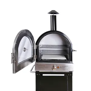 Cuisine extérieure Portable Charbon de bois Barbecue Grill Acier Inoxydable Chariot Enduit Pliant Camping Jardin Four À Gaz Four À Pizza