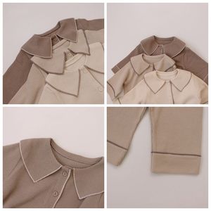 Nuevos Conjuntos de Pijamas Personalizados para Bebés, Sudadera de Manga Larga, Traje para <span class=keywords><strong>Niña</strong></span>, <span class=keywords><strong>Ropa</strong></span> de Bebé Sólida - Product Image 4