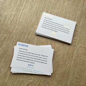 Cartes de remerciement personnalisées avec film holographique - Inserts de marque avec estampage à chaud multicolore pour le commerce électronique - Product Image 6