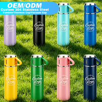 Botol Air Terisolasi 500ml Dinding Ganda Tahan Lama Bebas BPA dengan Logo Kustom Warna-warni, Laris untuk Olahraga Luar Ruangan