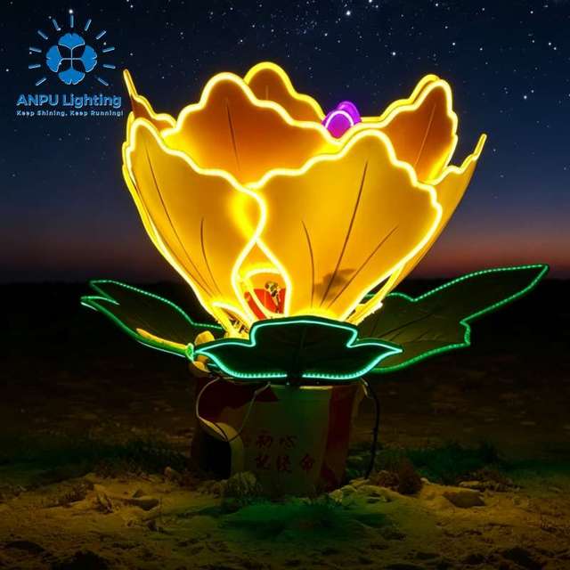 ANPU Dynamic Opening LED Peony Flower Decorative Lighting