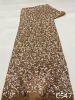 NI.AI Nouveau design Tissu en dentelle à sequins brillants, Tissu en dentelle à grandes paillettes, Tissu en dentelle pour robe de mariée avec sequins