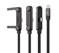 Support de câble de données coudé USB-C vers Type-C en alliage d'aluminium 240W 6A à charge rapide avec gaine en nylon pour iPhone 17 et écouteurs