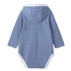 Tutina per Neonati Unisex in Cotone Organico 100% con Cappuccio a Righe e Chiusura con Bottoni a Scatto - Product Image 2