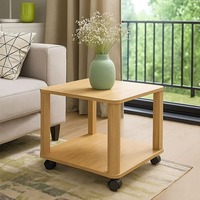 Mesa Auxiliar Móvil Blanca de Dos Niveles Personalizada de Fábrica con Ruedas, Mesa Auxiliar Rodante para Sofá, Estante de Almacenamiento para Sala de Estar y Dormitorio