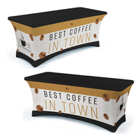 Housses de table en spandex personnalisées avec logo imprimé, rectangulaires, en polyester, pour fêtes, banquets, mariages, nappes extensibles