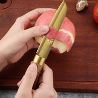 Ensemble de couteaux de cuisine en acier inoxydable de style luxueux, ensemble de couteaux de chef professionnels dorés avec manche en bois