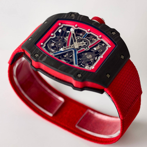 High End Fashion Hollow Design Business Watch Carbon Fiber Case <b>Red</b> Canvas Watch Unisex Mechanical Watch - Product Image 5
