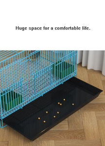 Hot Selling Luxe Vogelkooi Opvouwbare Roestvrijstalen Draad Ijzeren Frame Massief Patroon Plastic Bakje Fabriek Directe Doos Vogelhuisjes - Product Image 6