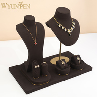 Présentoir à bijoux modulaire et réglable en métal de luxe avec microfibre pour bagues et boucles d'oreilles, ensemble de présentation de bijoux, mannequins d'exposition