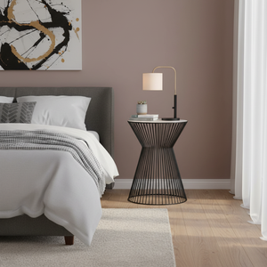 Hour Glass Shape Beds Side <b>Table</b> With Solid Wood and Metal Crafts Metal <b>Tables</b> Living Room Furniture for Home Decor and Beds - Product Image 3