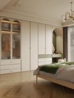Kelas atas Romantis gaya Perancis kamar tidur furnitur lemari cat air dengan Makeup kamar tidur Set