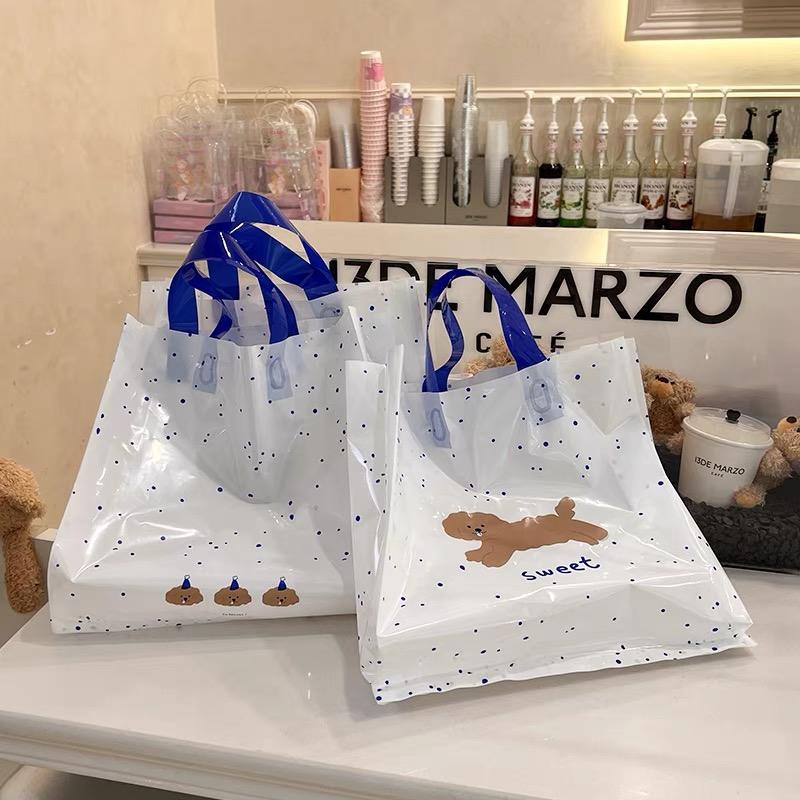 Custom Printed Logo Die Cut Recyclable Reusable Poly Tote Carrier Soft ...