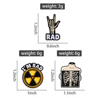 Spilla smaltata con motivo mano scheletro e citazione 'I Am Rad', a tema pericolo di radiazioni, regalo di gioielleria per amici, vendita all'ingrosso