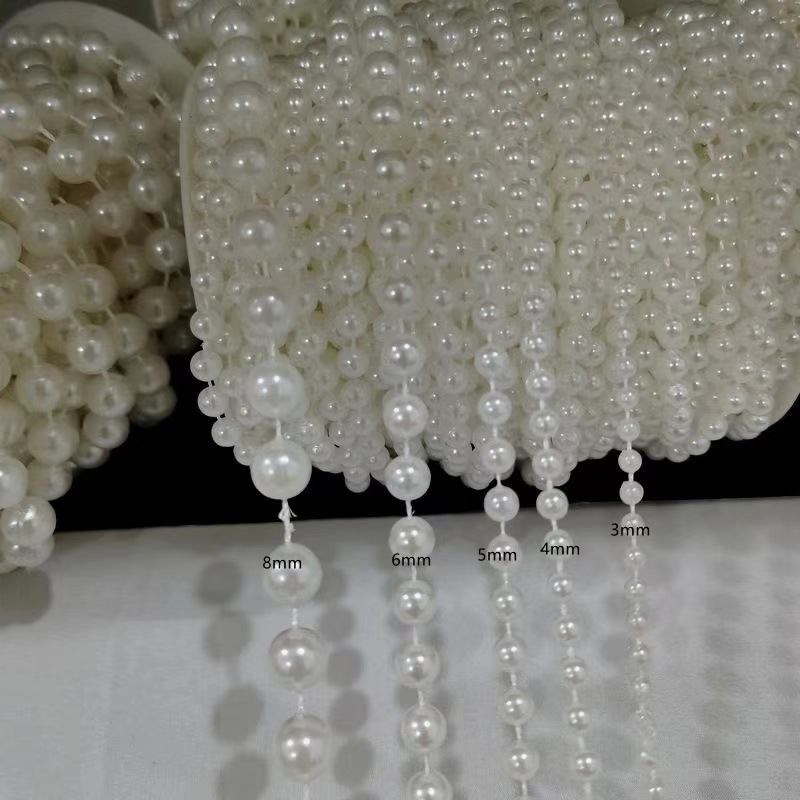 Un metro de cuentas de hilo de algodón de 5 mm (blanco)