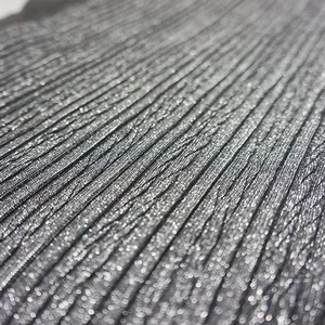 Tessuto plissettato plissettato nero argento con <span class=keywords><strong>glitter</strong></span> per <span class=keywords><strong>gonna</strong></span> da donna - Product Image 1