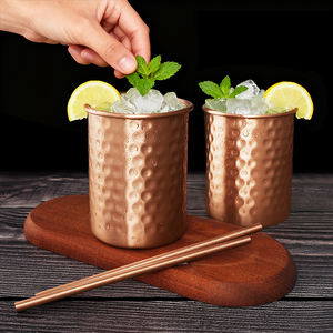 Tazze in Rame Puro da 400ml con Cannucce, Design Martellato, Bicchieri per Cocktail, Whisky, Birra e Succhi - Product Image 2