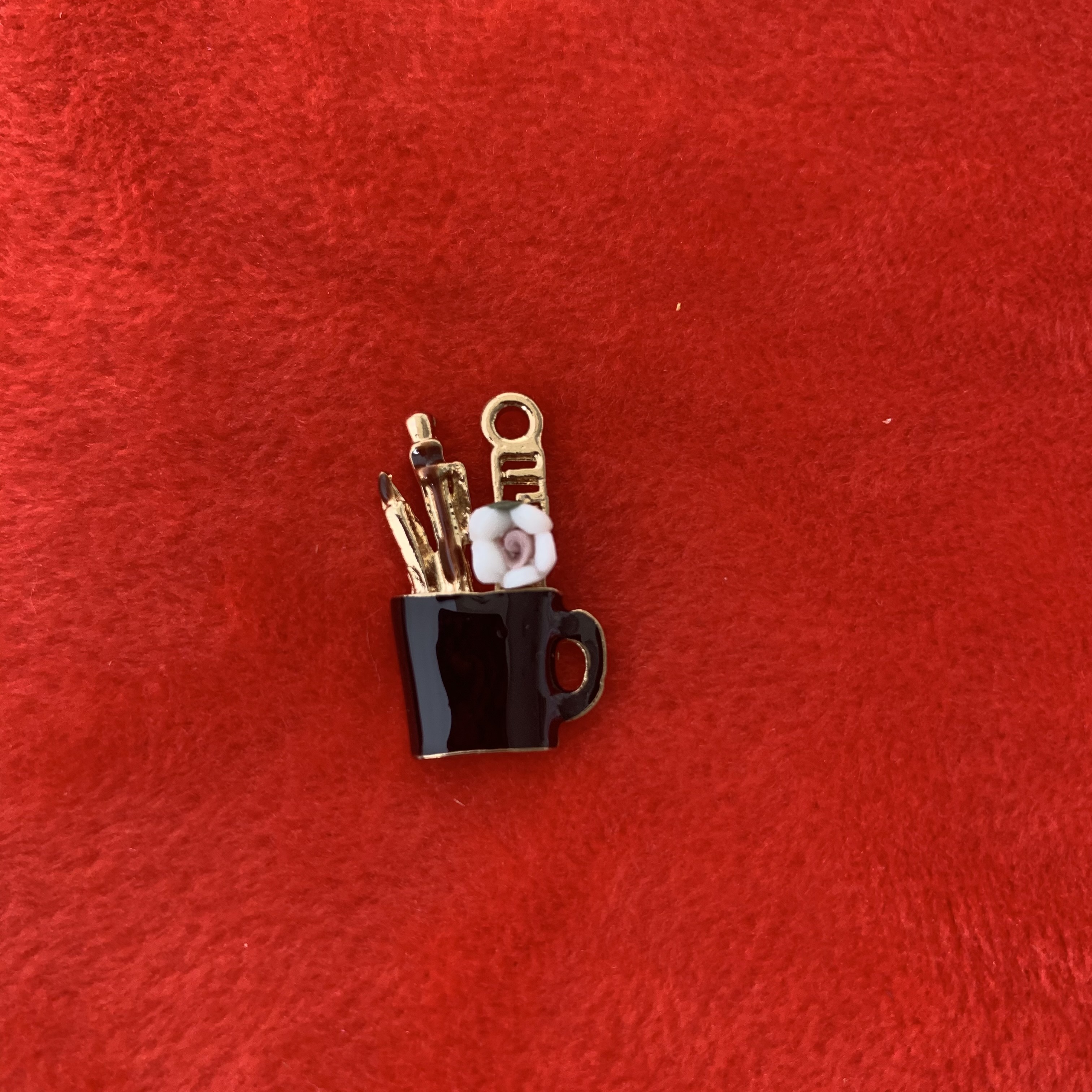 Fiore dorato/nero/bianco